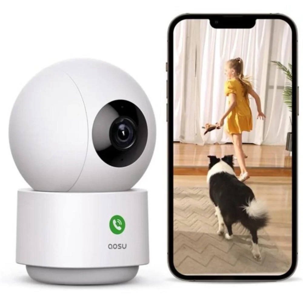 AOSU Indoor 360 Camera with Night vision, charging cable & Free Mounts